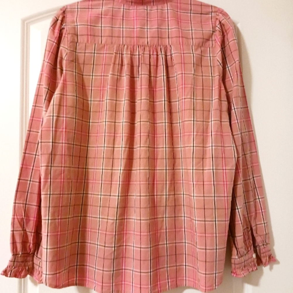 Plaid Ruffle Long Sleeve Button Down - Picture 9 of 10